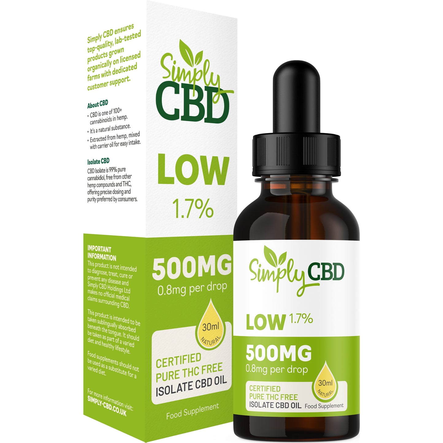 Pure CBD Isolate Oil THC Free - from 1.7% Strength (30ml)